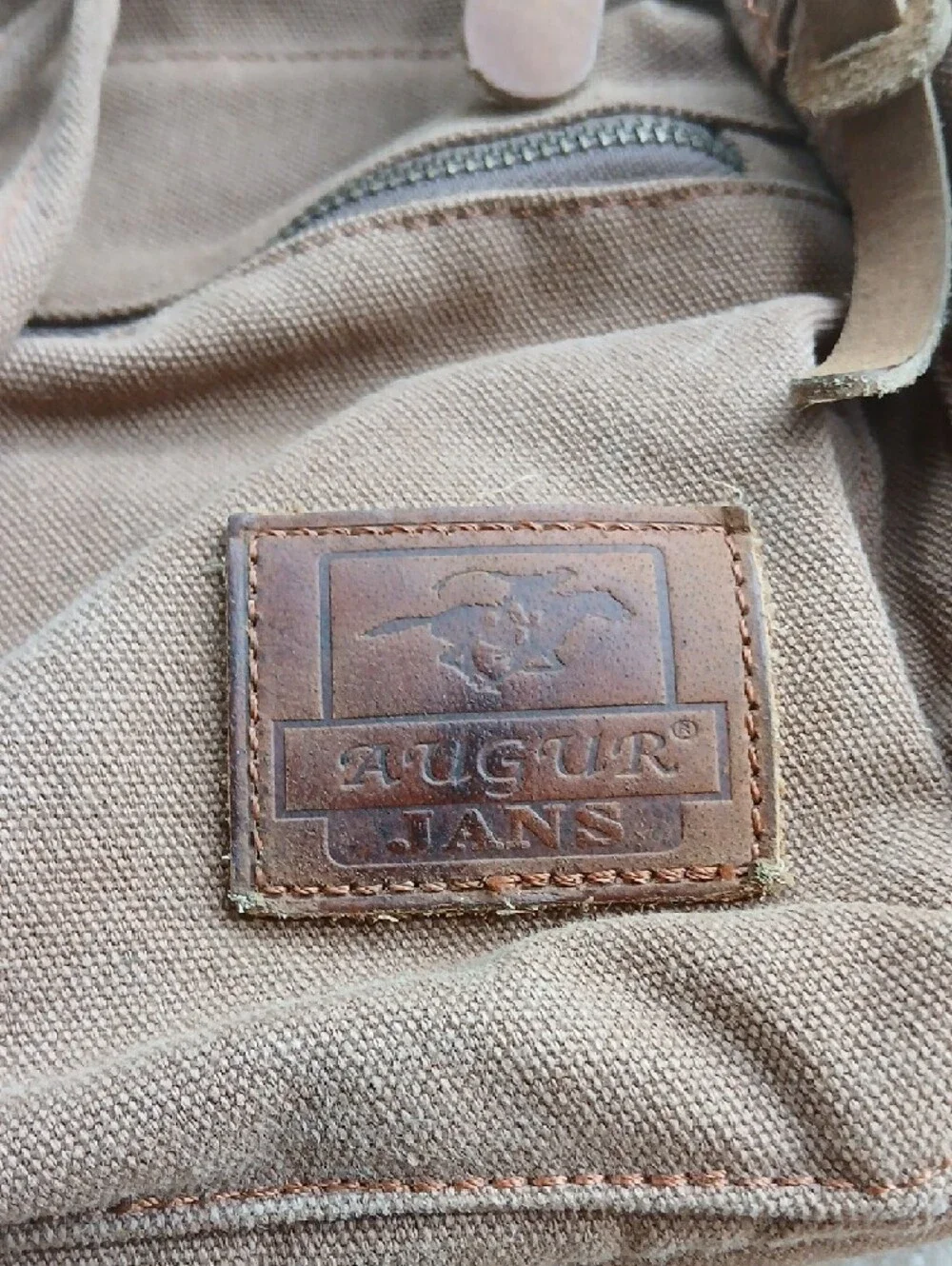 Brown Canvas Drawstring Ruckpack Backpack with Leather Buckle Straps